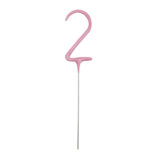 Birthday Pink Glitz Number 2 Sparkler (7")