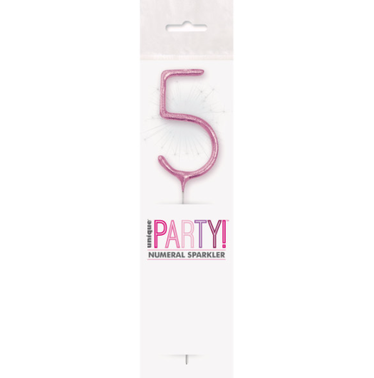 Birthday Pink Glitz Number 5 Sparkler (7")