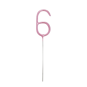 Birthday Pink Glitz Number 6 Sparkler (7")
