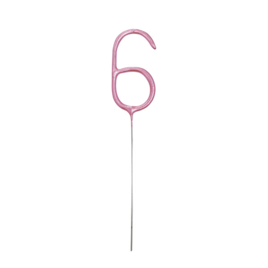 Birthday Pink Glitz Number 6 Sparkler (7")