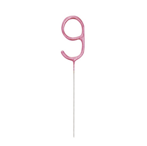 Birthday Pink Glitz Number 9 Sparkler (7")
