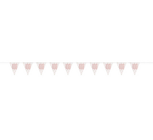 Birthday Rose Gold Glitz Number 100 Prism Pennant Banner (9ft)