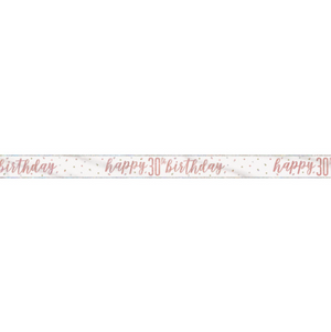 "Happy 30th Birthday" 9ft Glitz Rose Gold Foil Banner