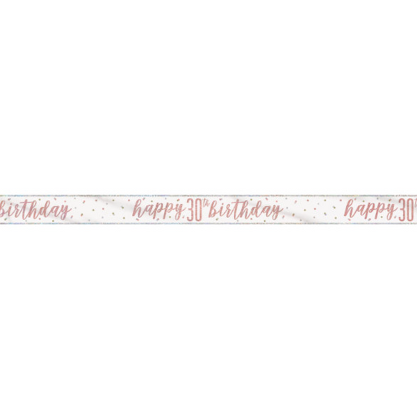 "Happy 30th Birthday" 9ft Glitz Rose Gold Foil Banner