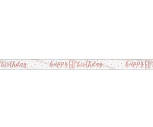 "Happy 60th Birthday" 9ft Glitz Rose Gold Foil Banner