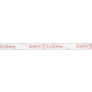 "Happy 70th Birthday" 9ft Glitz Rose Gold Foil Banner
