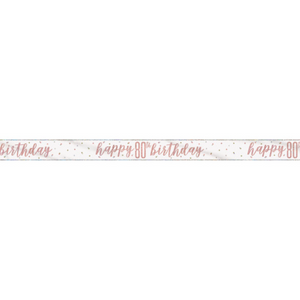 "Happy 80th Birthday" 9ft Glitz Rose Gold Foil Banner