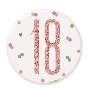 Birthday Rose Gold Glitz Number 18 Badge
