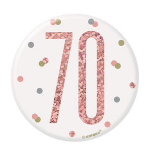 1 Glitz Rose Gold Birthday Badge 70