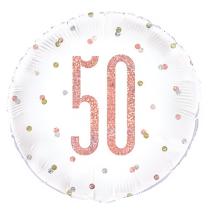 Birthday Rose Gold Glitz Number 50 Round Foil Balloon (18")