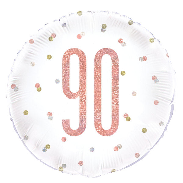 Birthday Rose Gold Glitz Number 90 Round Foil Balloon (18 inch)