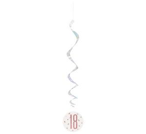 Birthday Rose Gold Glitz Number 18 Hanging Swirl Decorations 32" (6 Pack)