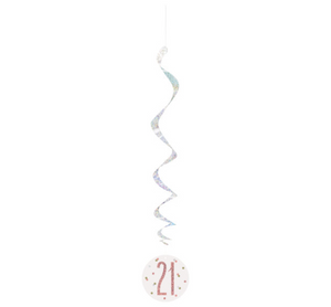 Birthday Rose Gold Glitz Number 21 Hanging Swirl Decorations 32" (6 Pack)