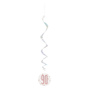 Age 90 Glitz Rose Gold Hanging Swirls | 32"Length (6 Pack)