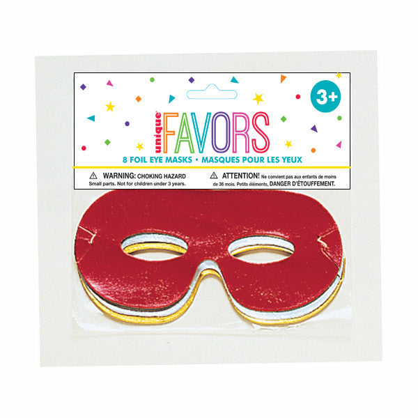 Foil Eye Masks - Assorted Colors  (8 Pack)