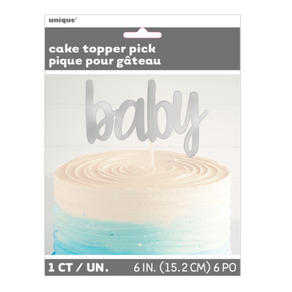 Silver Foil "Baby" Baby Shower Cake Topper