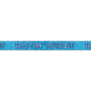 Birthday Blue Glitz Number 100 Prism Banner (12 ft)