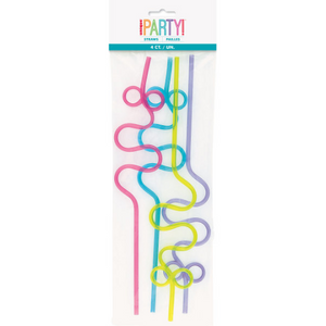 Plastic Squiggle Straws 12" (4 Pack)