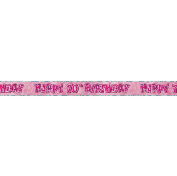 Birthday Pink Glitz Number 70 Prism Banner (9 ft)
