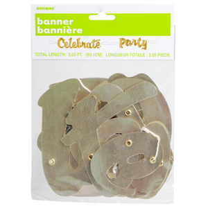 Gold Script "Party" and "Celebrate" Banners