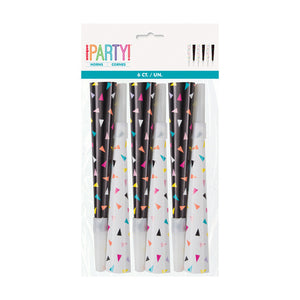 Confetti Print Horns (6 Pack)