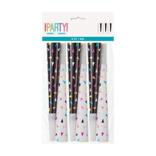 Confetti Print Horns (6 Pack)