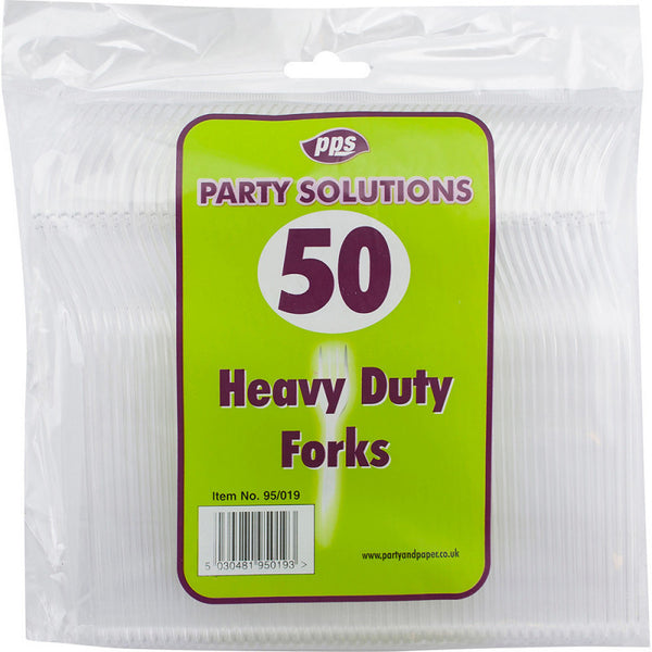 Cutlery Heavy Duty Plastic Forks Clear (50 Pack)