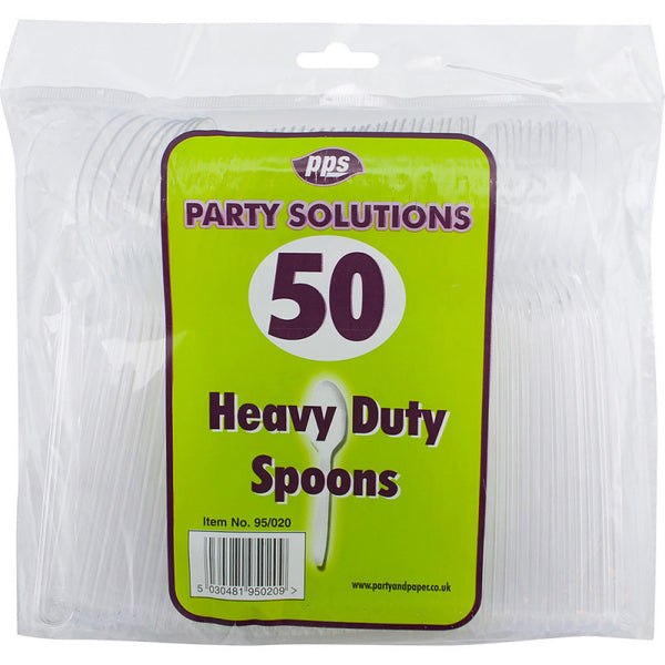 Cutlery Heavy Duty Plastic Spoons Clear (50 Pack)