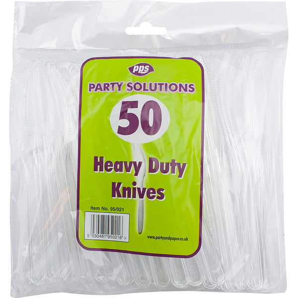 Cutlery Heavy Duty Plastic Knives Clear (50 Pack)