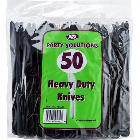 Cutlery Heavy Duty Plastic Knives Black (50 Pack)