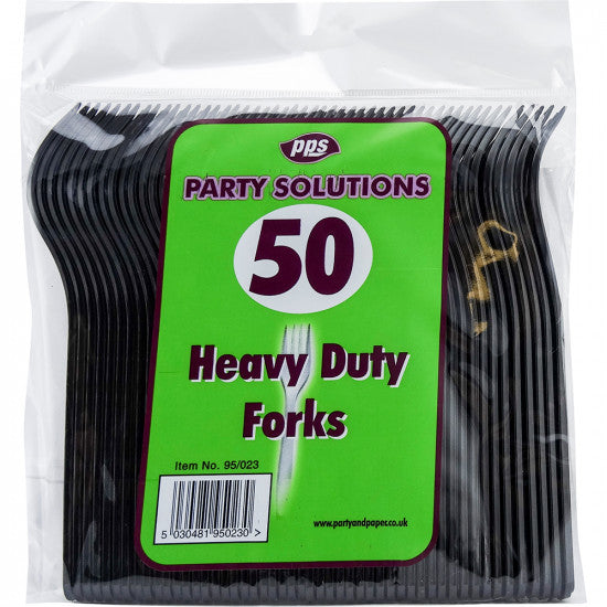 Cutlery Heavy Duty Plastic Forks Black (50 Pack)