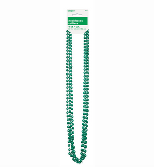 Green Metallic Bead Necklaces 32" (4 Pack)