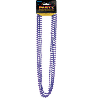 Purple Metallic Bead Necklaces 32" (4 Pack)