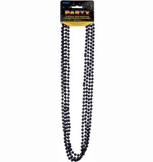 Black Metallic Bead Necklaces 32" (4 Pack)