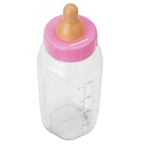 Pink Baby Bottle Bank (11")