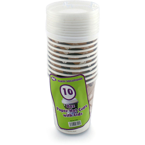 Drink Cups Paper (Hot) 8oz With Lids (10 Pack)