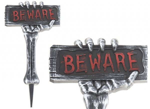 PLASTIC BEWARE SIGN WITH STICKER (28 x 53CM )