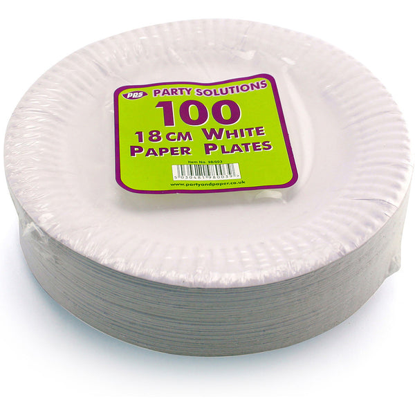 Plates Paper white 18cm (100 Pack)