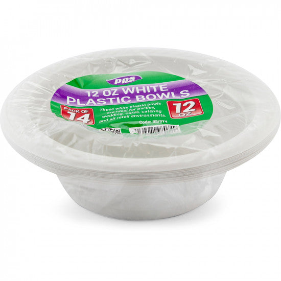 Plates Plastic Bowl  White 12oz (14 Pack)