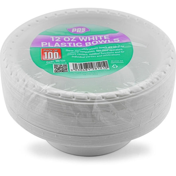 Plates Plastic Bowl White 12oz (100 Pack)