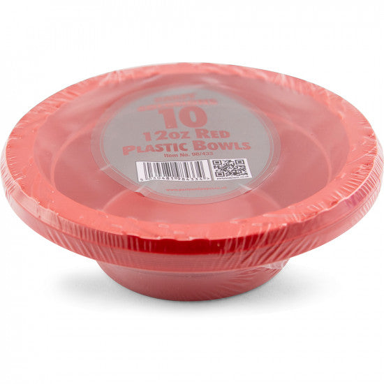 Plates Plastic Bowl Red 12oz (10 Pack)