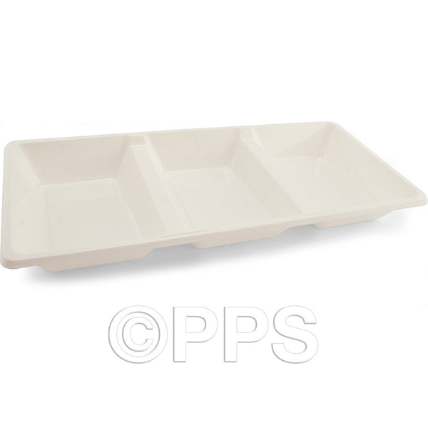 Plates Plastic Serving tray 3 comp White 38cmx17cm (2 Pack)