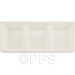 Plates Plastic Serving tray 3 comp White 38cmx17cm (2 Pack)
