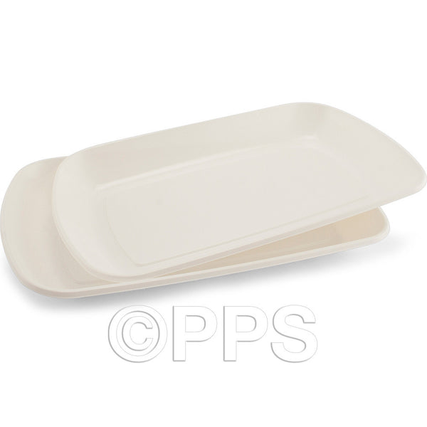 Plates Plastic Serving trays White 35cm x 21cm (2 Pack)