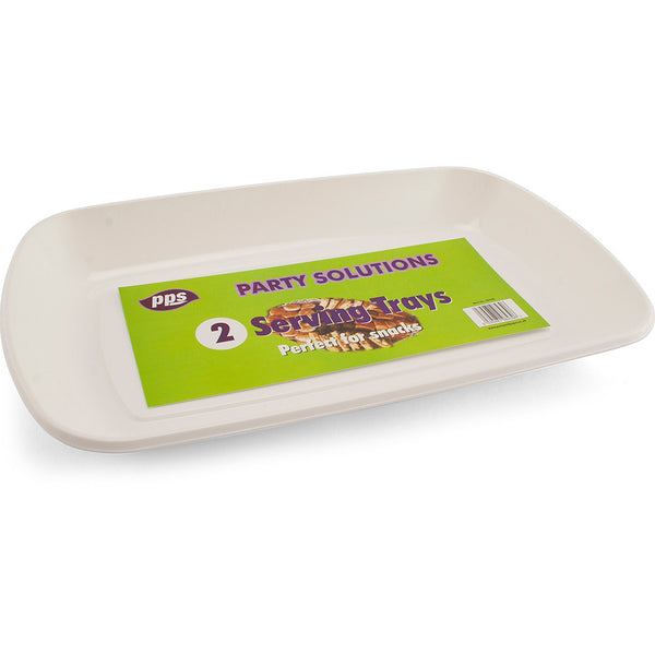 Plates Plastic Serving trays White 35cm x 21cm (2 Pack)