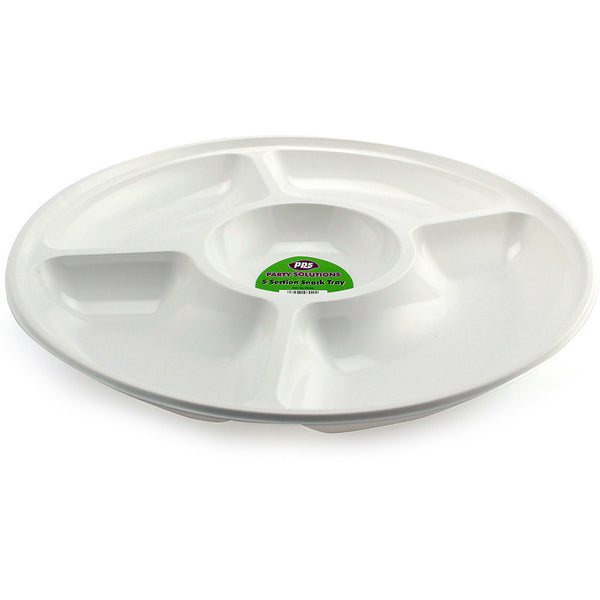 Plates Plastic Snack tray White - 5 compartment