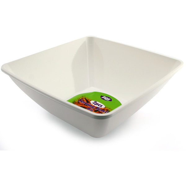 Plates Plastic Serving Bowls White 28cm sq (2 Pack)