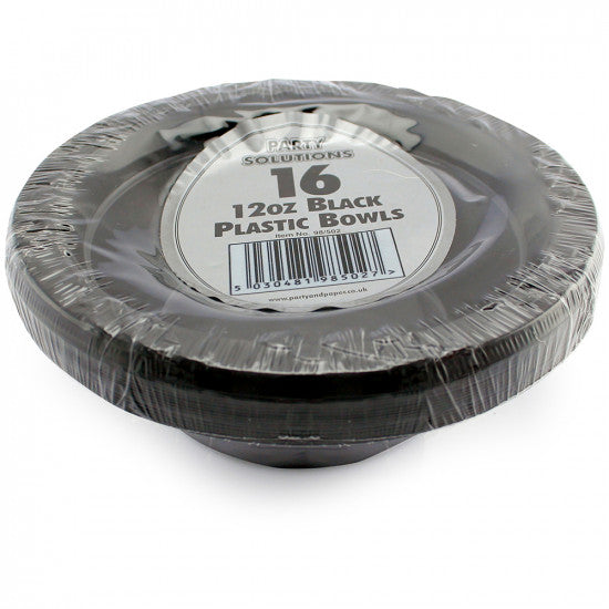 Plates Plastic Bowl Black 12oz (16 Pack)