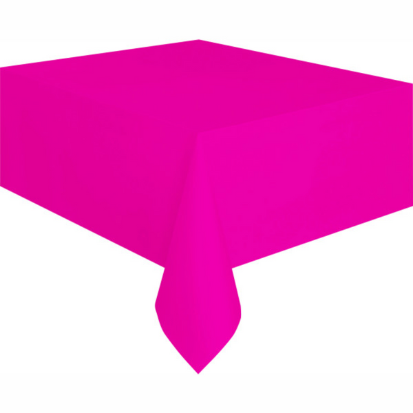 Neon Pink Solid Rectangular Plastic Table Cover (54"x108")