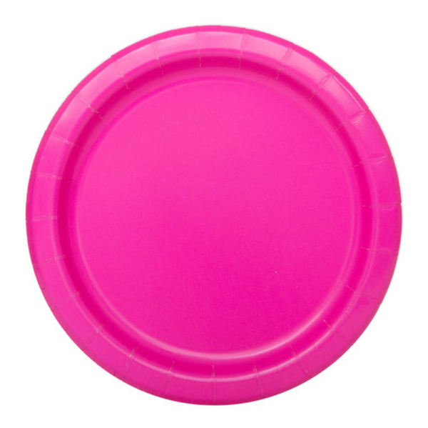 Neon Pink Solid Round 7" Dessert Plates (20 Pack)